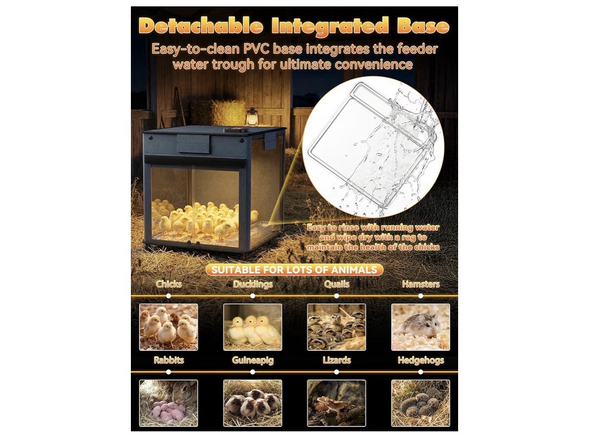 Brooder Box for Chicks, 200W Rapid Heat Brooder Plate W/9H Timer & Remote