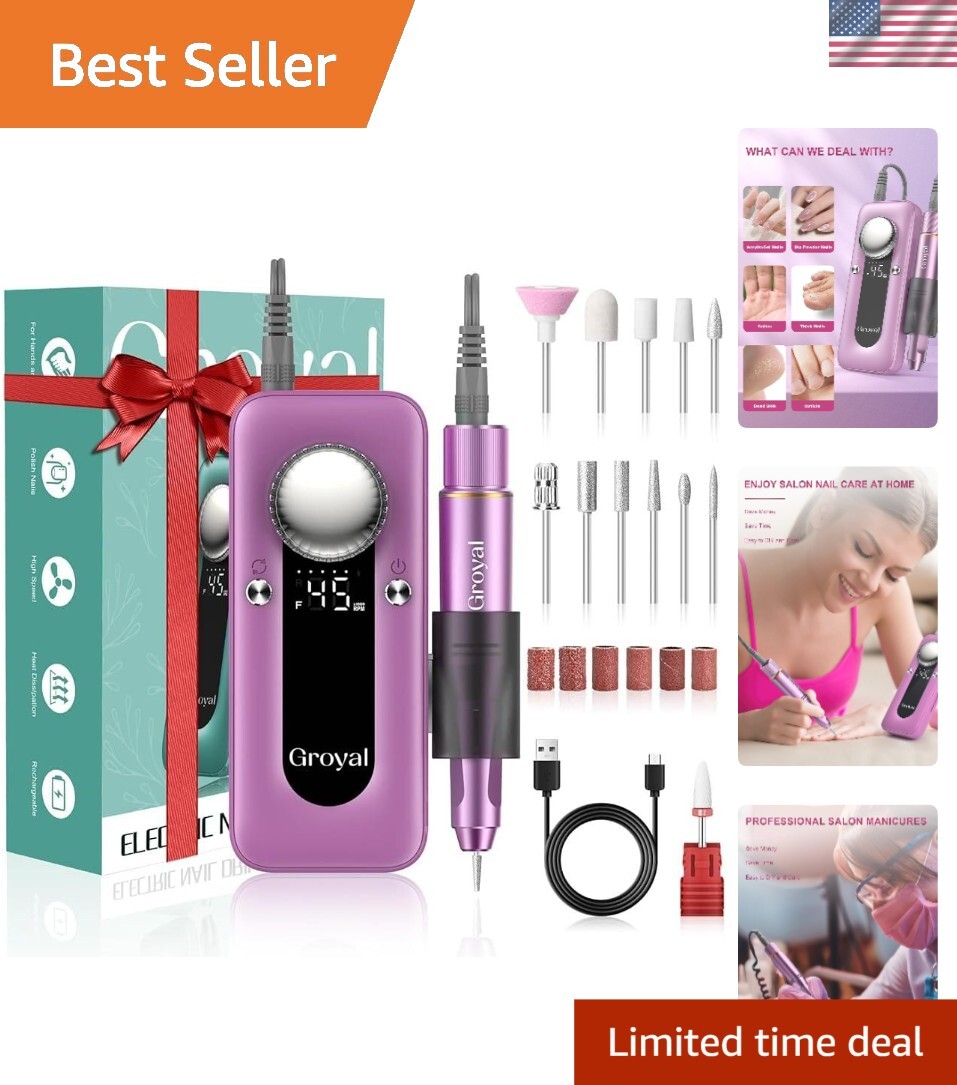 Cordless Electric Nail Drill - 45000RPM Professional Nail File for Home & Salon