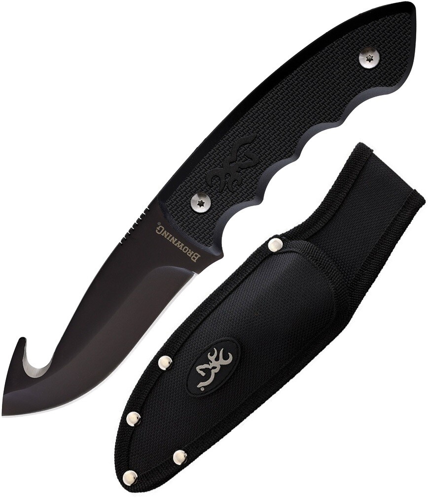 Browning Fixed Knife 3.75" Stainless Steel Full Guthook Blade Synthetic Handle