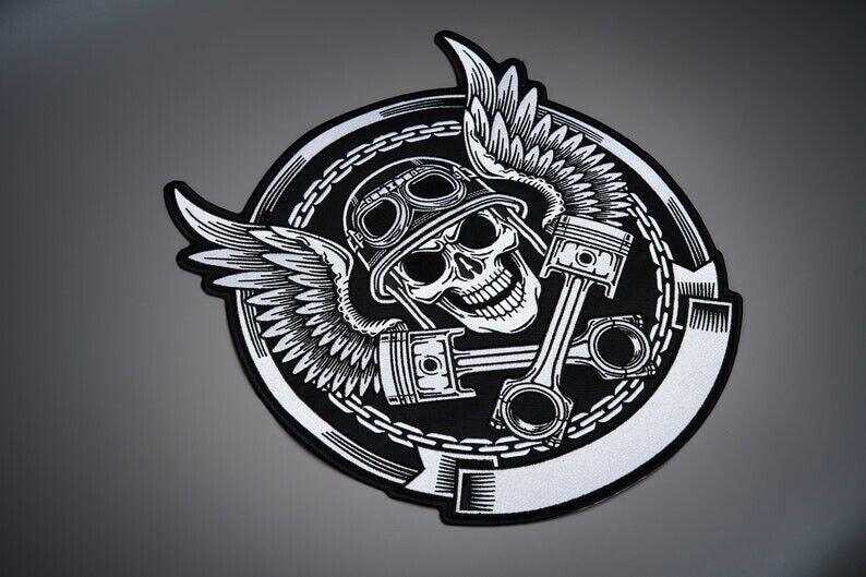 SKULL ANGEL Large Back Patch for custom biker vest