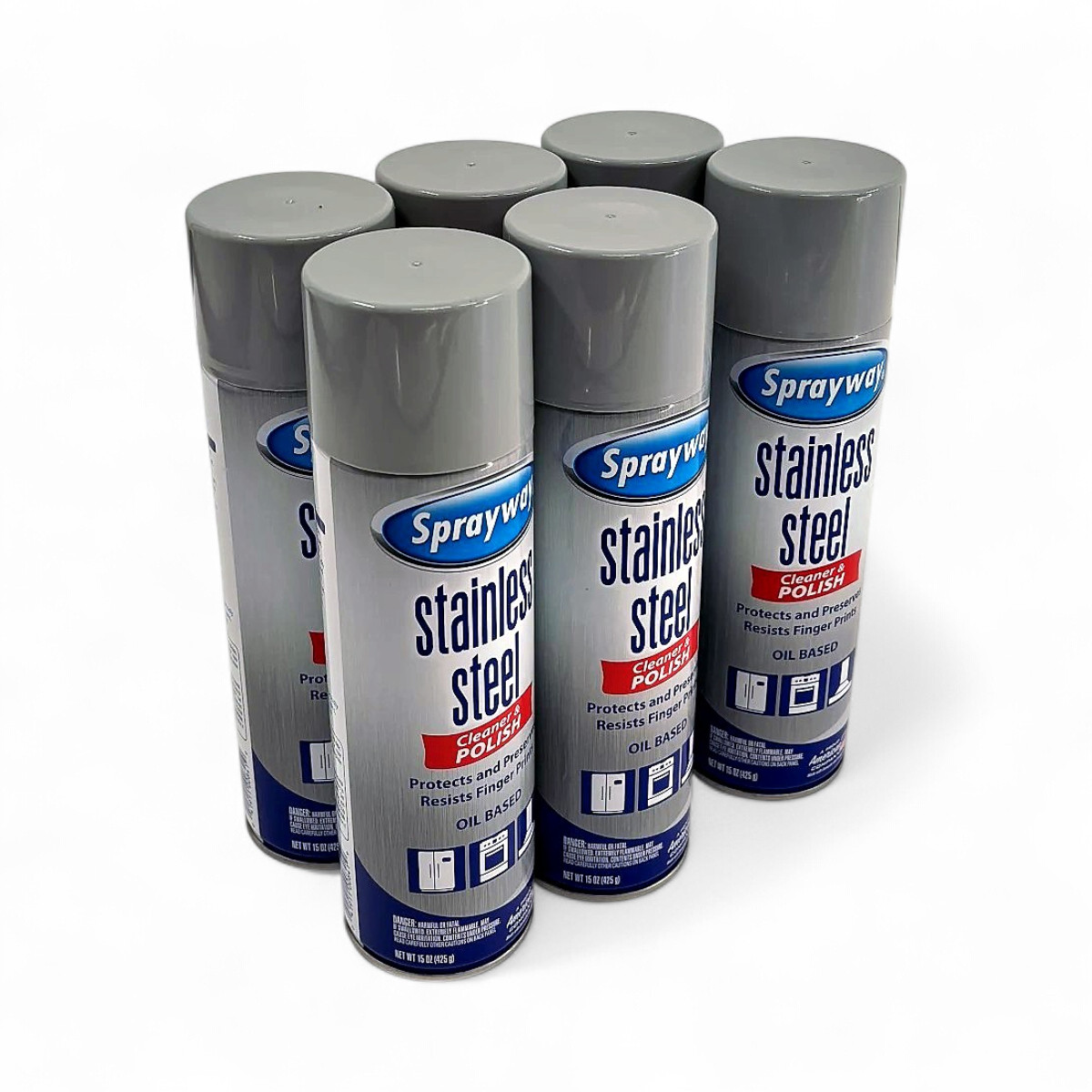 Sprayway Stainless Steel Oil-Based Cleanser and Polish 15oz 6-Pack
