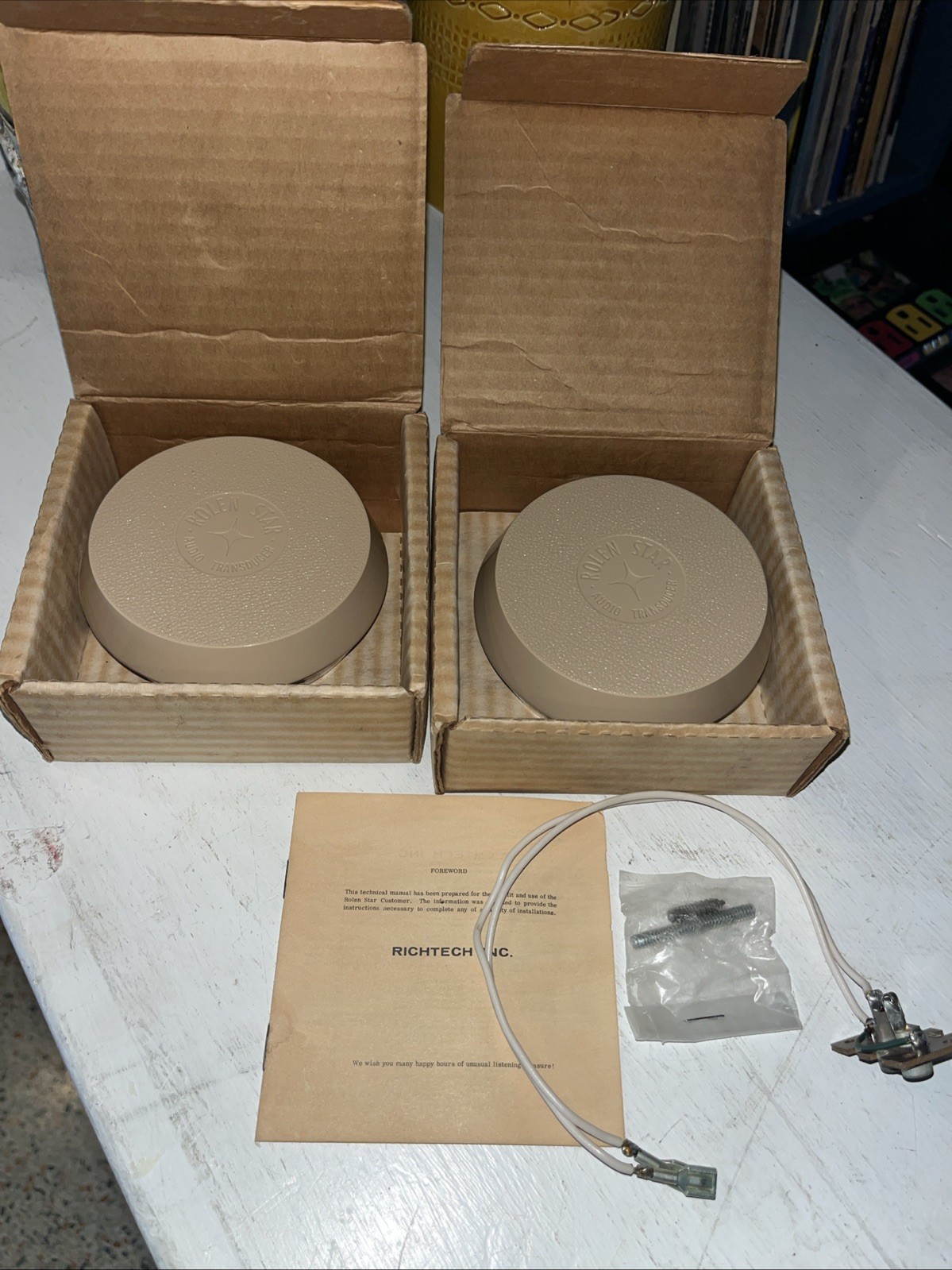 Vintage Rolen Star Audio Transducers Sound Vibration Enhancement Richtech Pair
