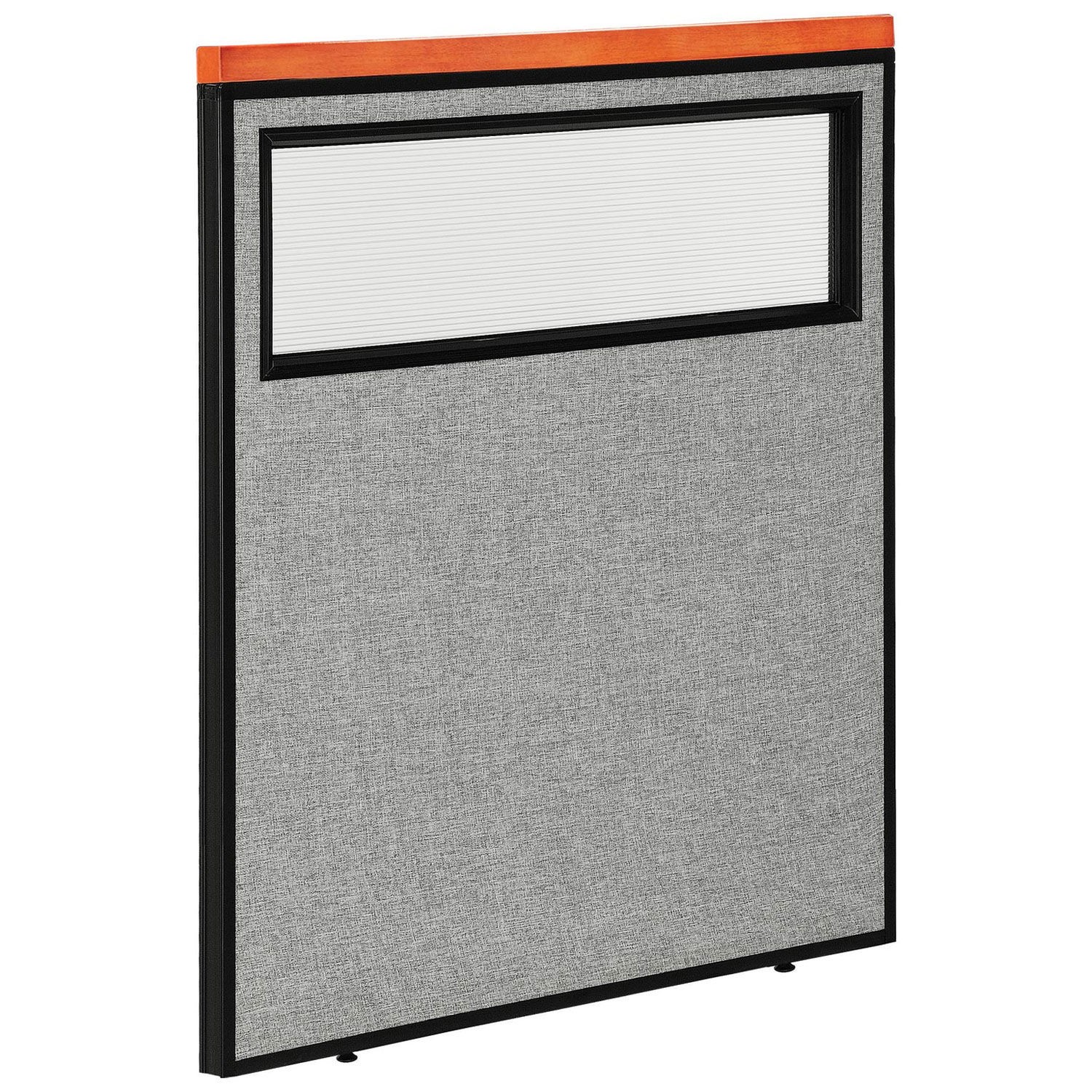 36-1/4"W x 43-1/2"H Deluxe Office Partition Panel with Partial Window Gray