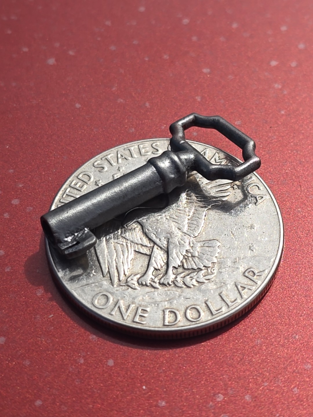 Small Old Cabinet or Clock Key ☆ 1 Miniature Antique Key  ~ 1½ inches long