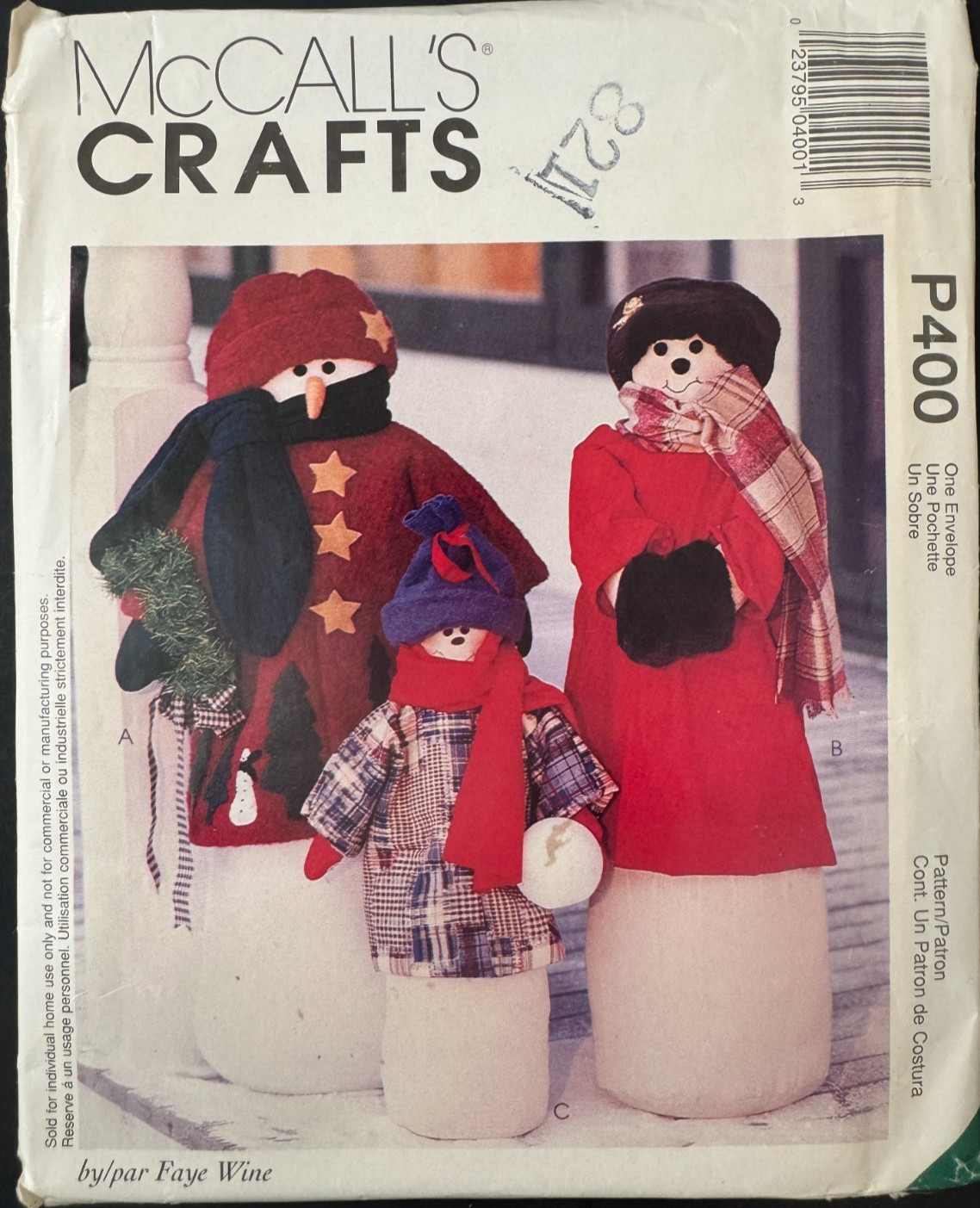 400 McCall's Crafts Snowman Greeters Father Mother Child