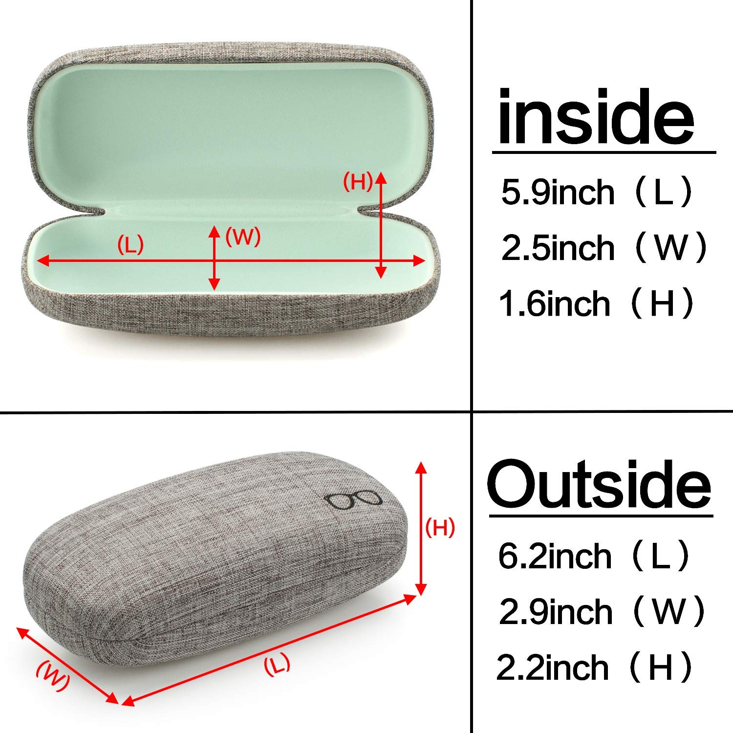 Hard Shell Sunglasses Case, Large Linen Fabric Protective Glasses Case for Me...