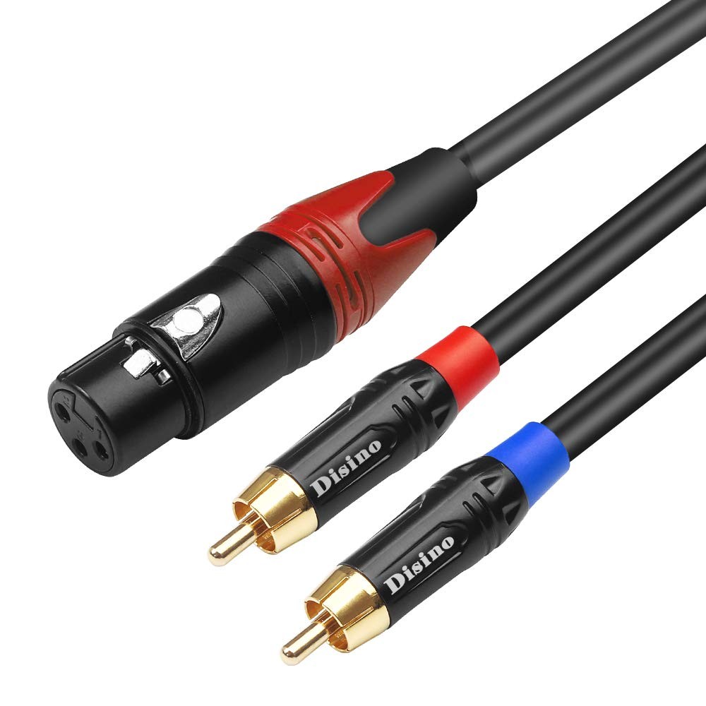 Disino Female XLR to Dual RCA Y Splitter Patch 10 Feet, Black