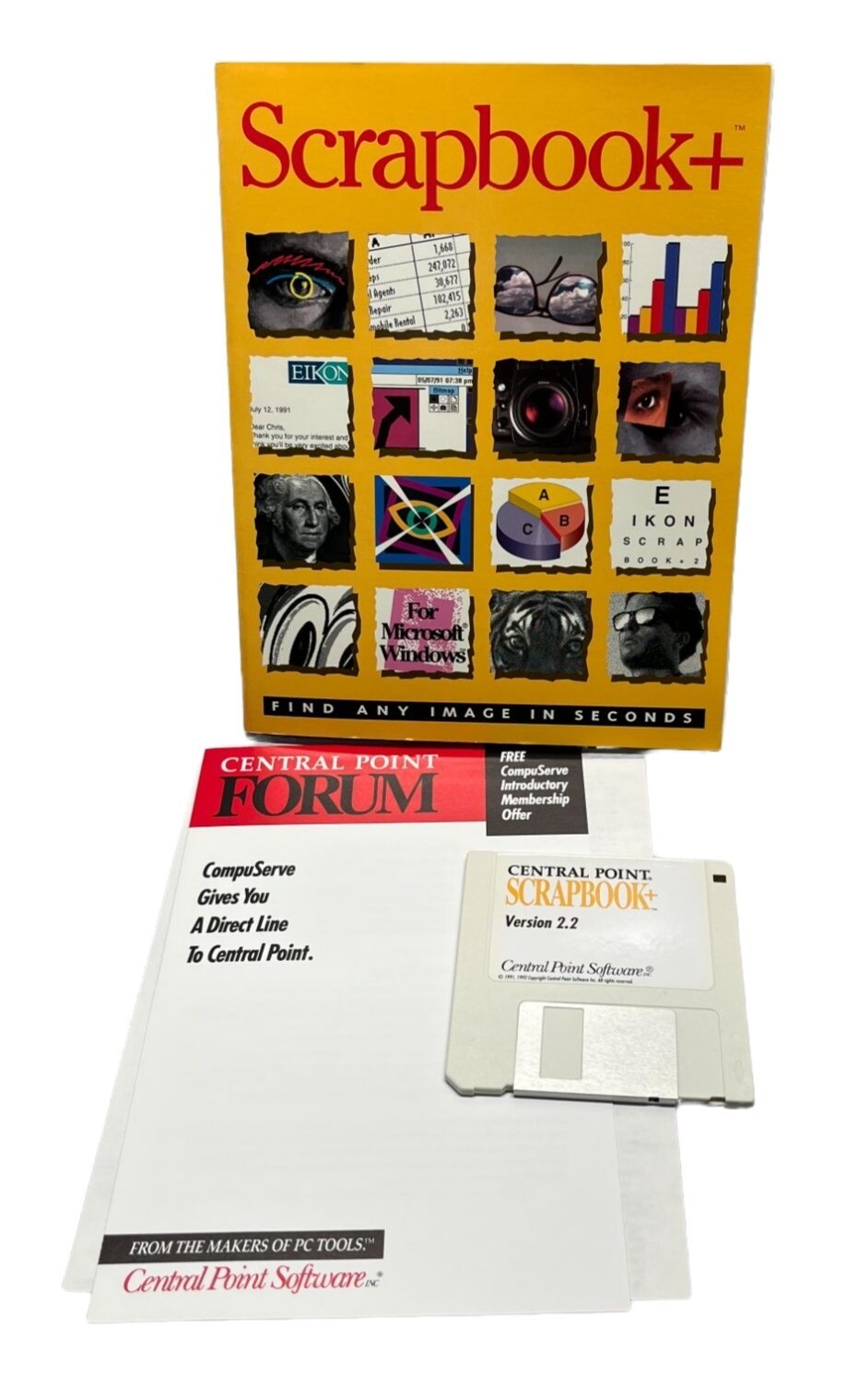 Scrapbook+ Version 2.2 Floppy Disk Software Instructions 1992 Central Point