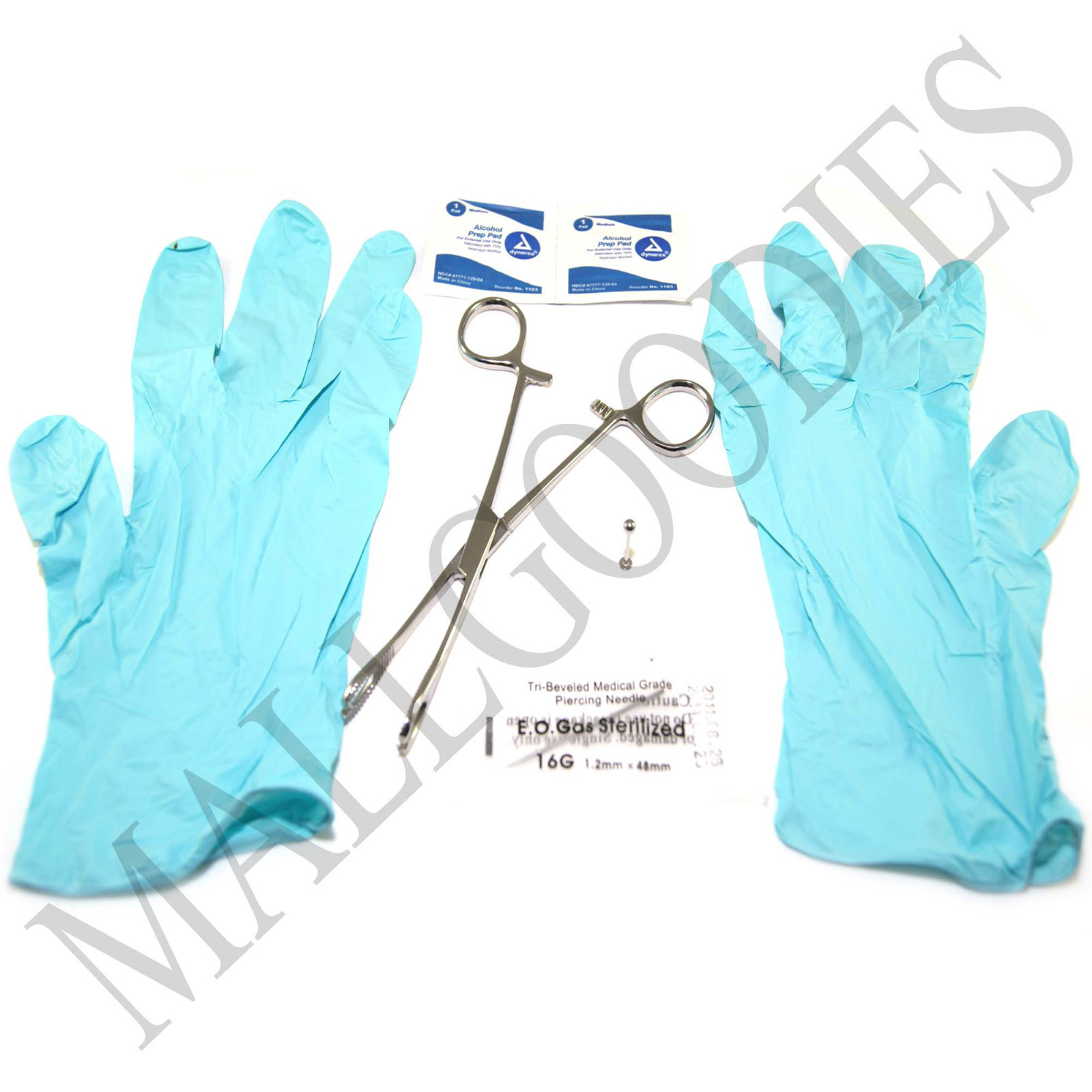 W119 Lip Labret Monroe 16G Piercing Kit Clamp Needle Gloves Alcohol Wipe Stud 7p
