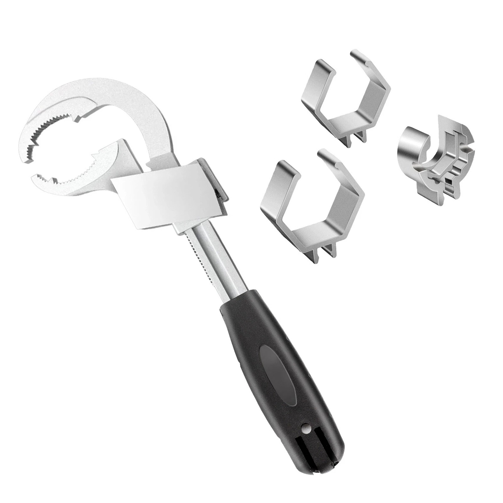 Sink Basin Wrench Kit 3 Heads 35mm 40mm Hex Round For Tightening Loosening Nuts
