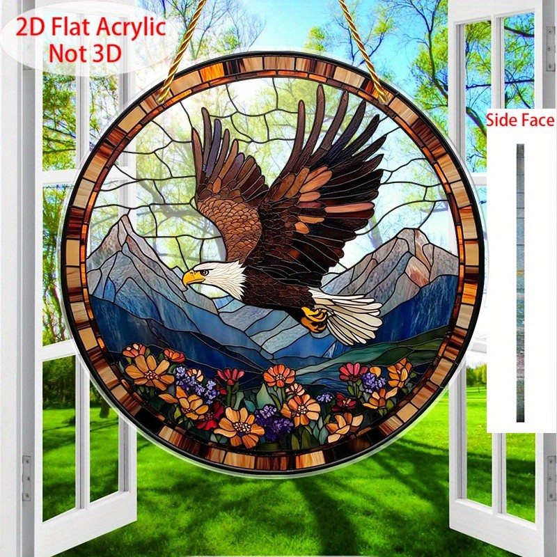 Bald Eagle Acrylic Suncatcher Patriotic Western Boho Window Wall Hanging Decor