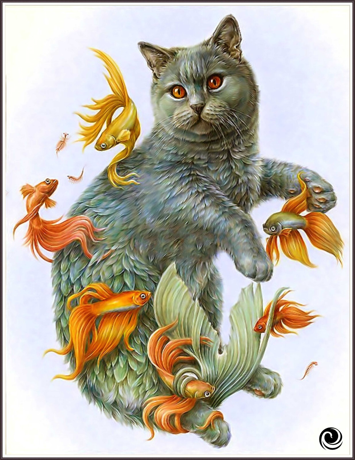 Cat & Goldfishes 288 - Chart Counted Cross Stitch Pattern Needlework