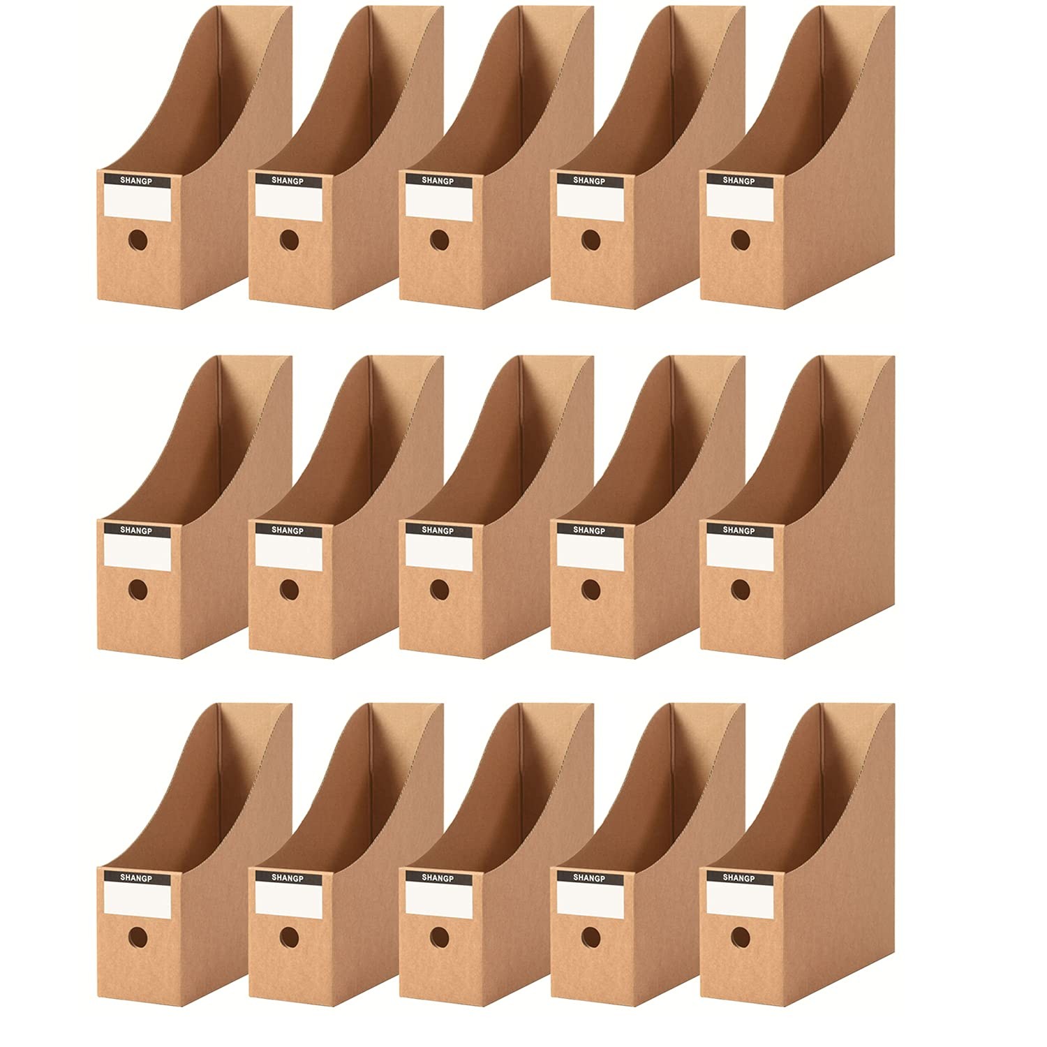 Fiyerna Foldable Desk File Holder Organizer Sturdy Cardboard Magazine Brown