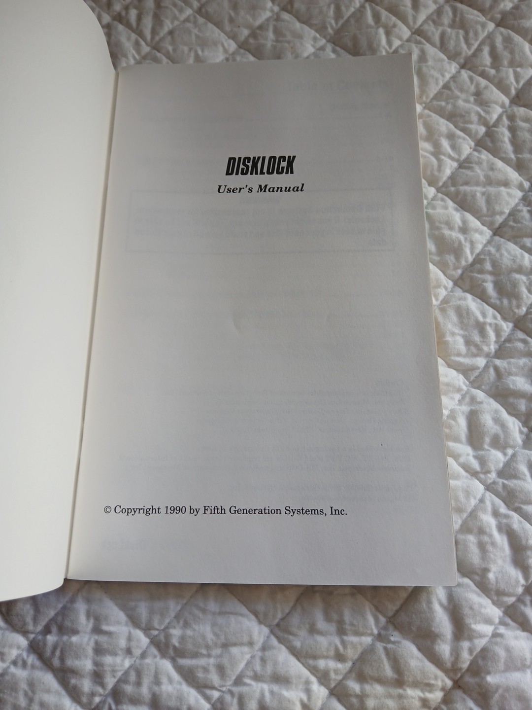 Vintage Disklock Password Protection User Manual 1990