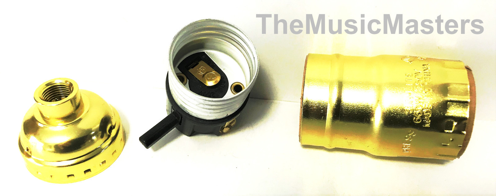 Brass Plated Push-Thru Switch LAMP SOCKET Standard E26/27 Light Bulb Holder Base