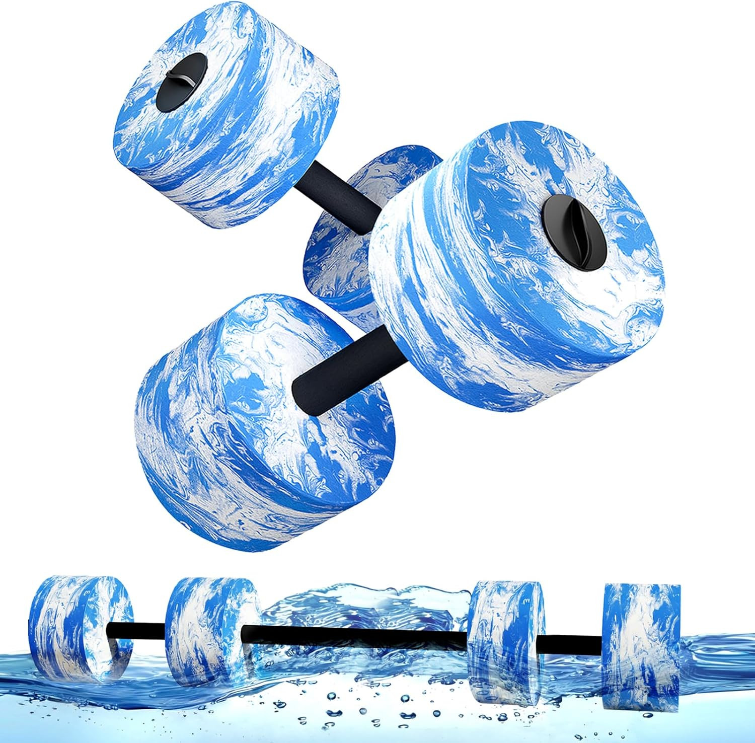 HAPBEAR 3-in-1 Aquatic Exercise Dumbbells, Adjustable Water Weights for Pool Exe