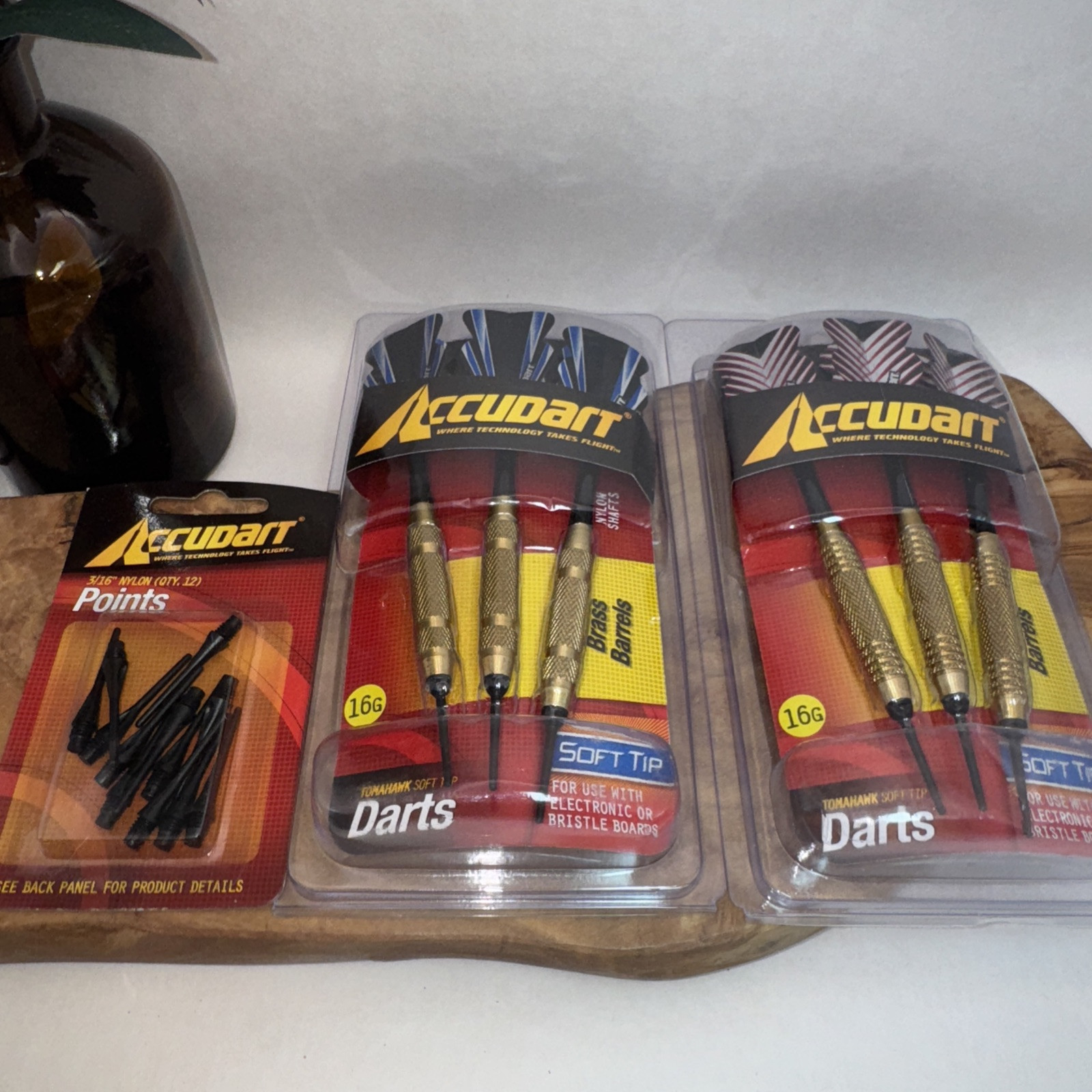 Accudart Dartboard 16G Soft Tip Dart Brass Barrels Darts 2•pk + 1 pk tips D2000
