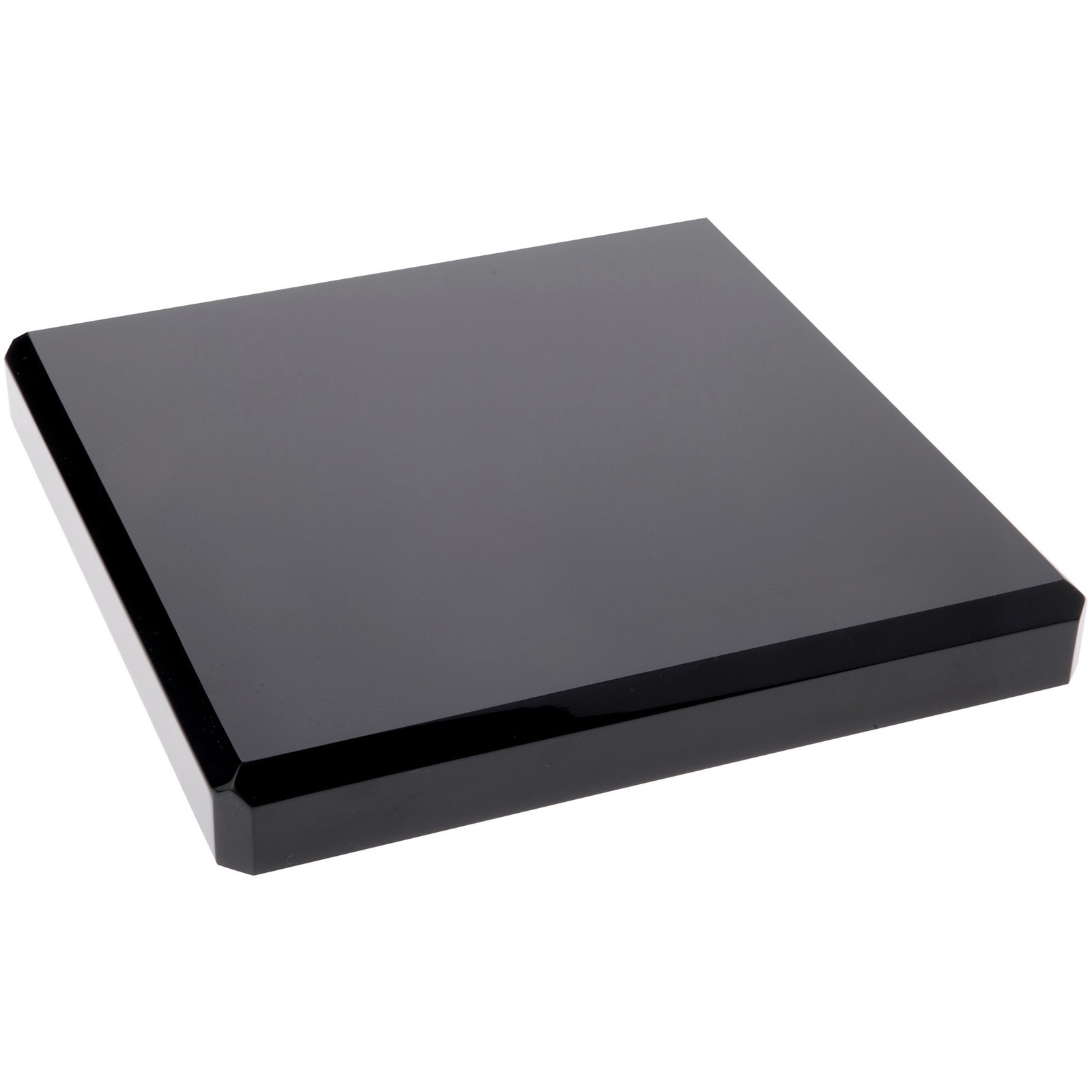 Plymor Black Polished Acrylic Square Beveled Display Base, 8" W x 8" D x 1" H