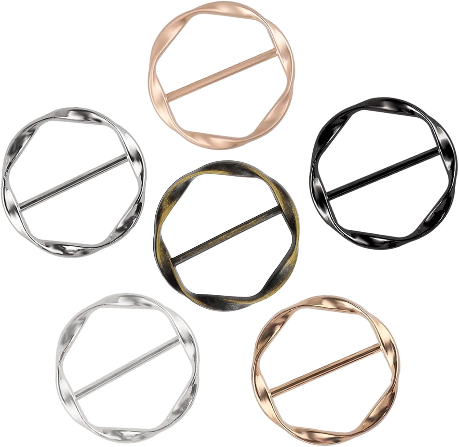 6Pcs Scarf Clip, T-Shirt Tie Clips Buckle Rings for Women Girls...