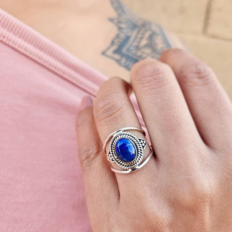 Lapis Lazuli Ring925 Sterling silver Band &Statement Ring Handmade Ring All Size