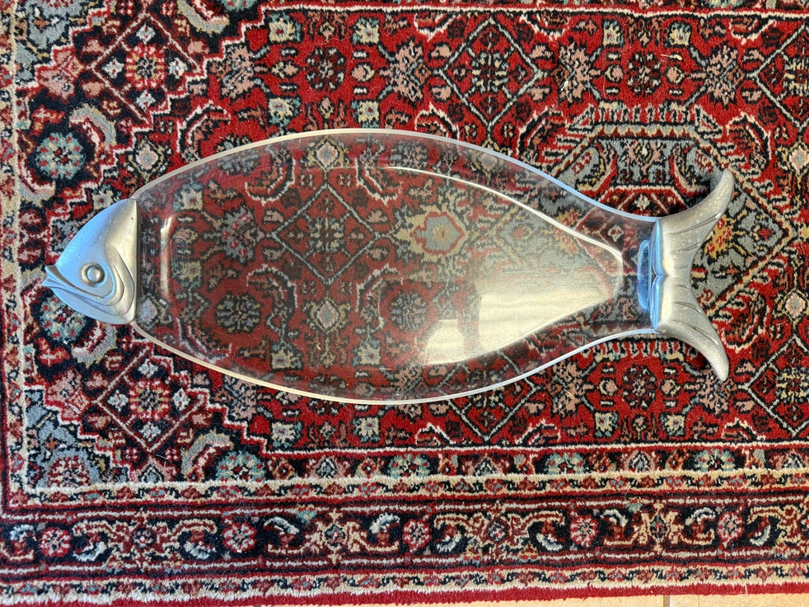 Vintage Grainware Acrylic Fish 22" Serving Platter with Aluminum Head & Tail Fin