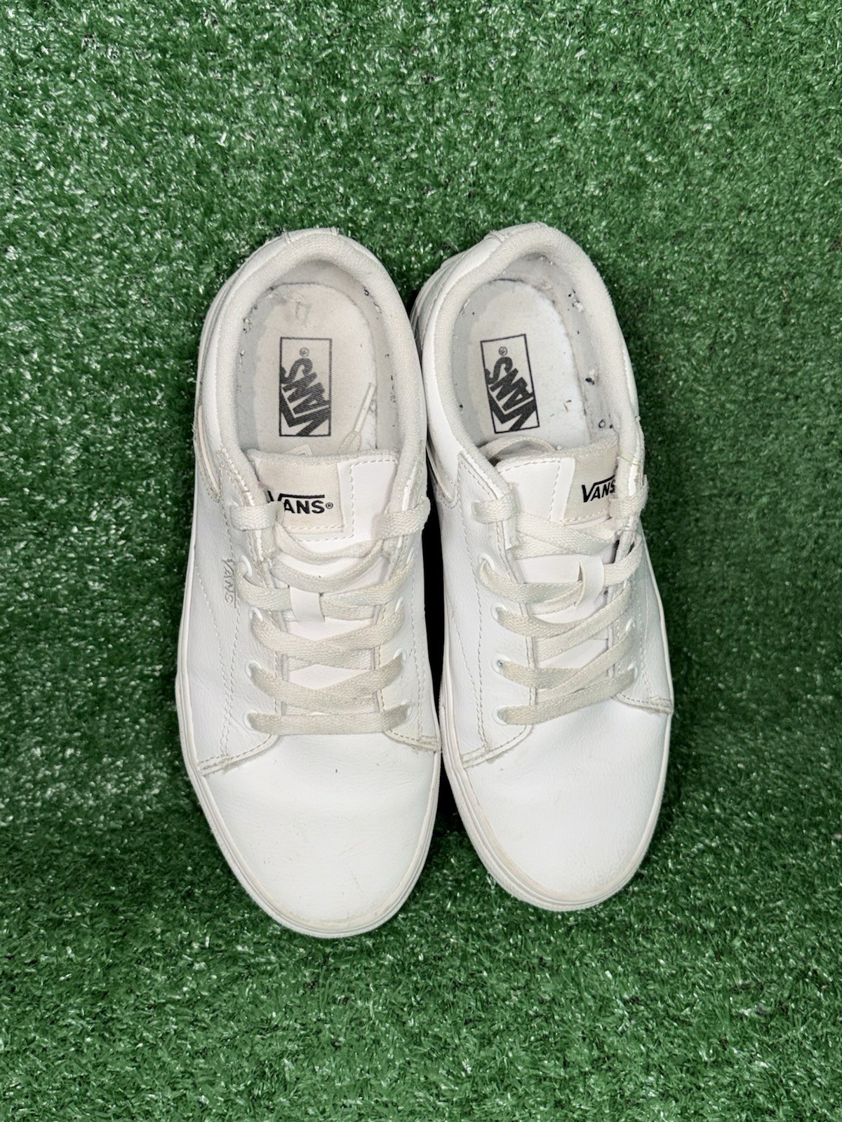 VANS Women Size 7.5 Old Skool White Leather Daily Casual Shoes Skate Sneakers