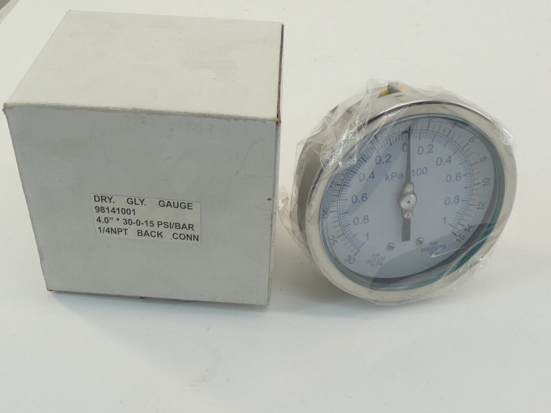 Gauge 98141001 4" 30 Hg Vac-15 PSI 1/4 Back Connection - NEW Surplus!