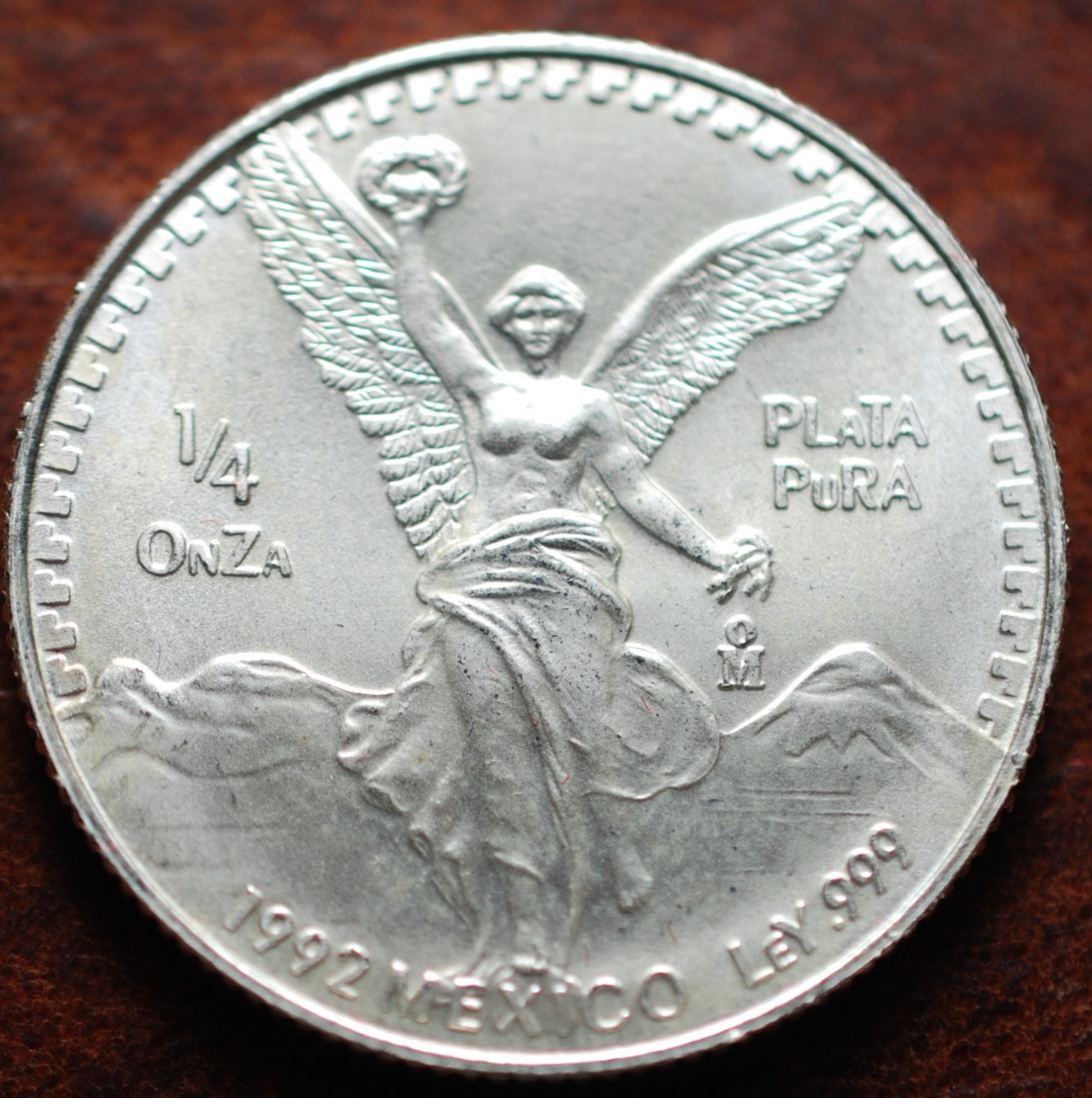 1992 Mexico Libertad 1/4 Oz .999 Fine Silver Coin