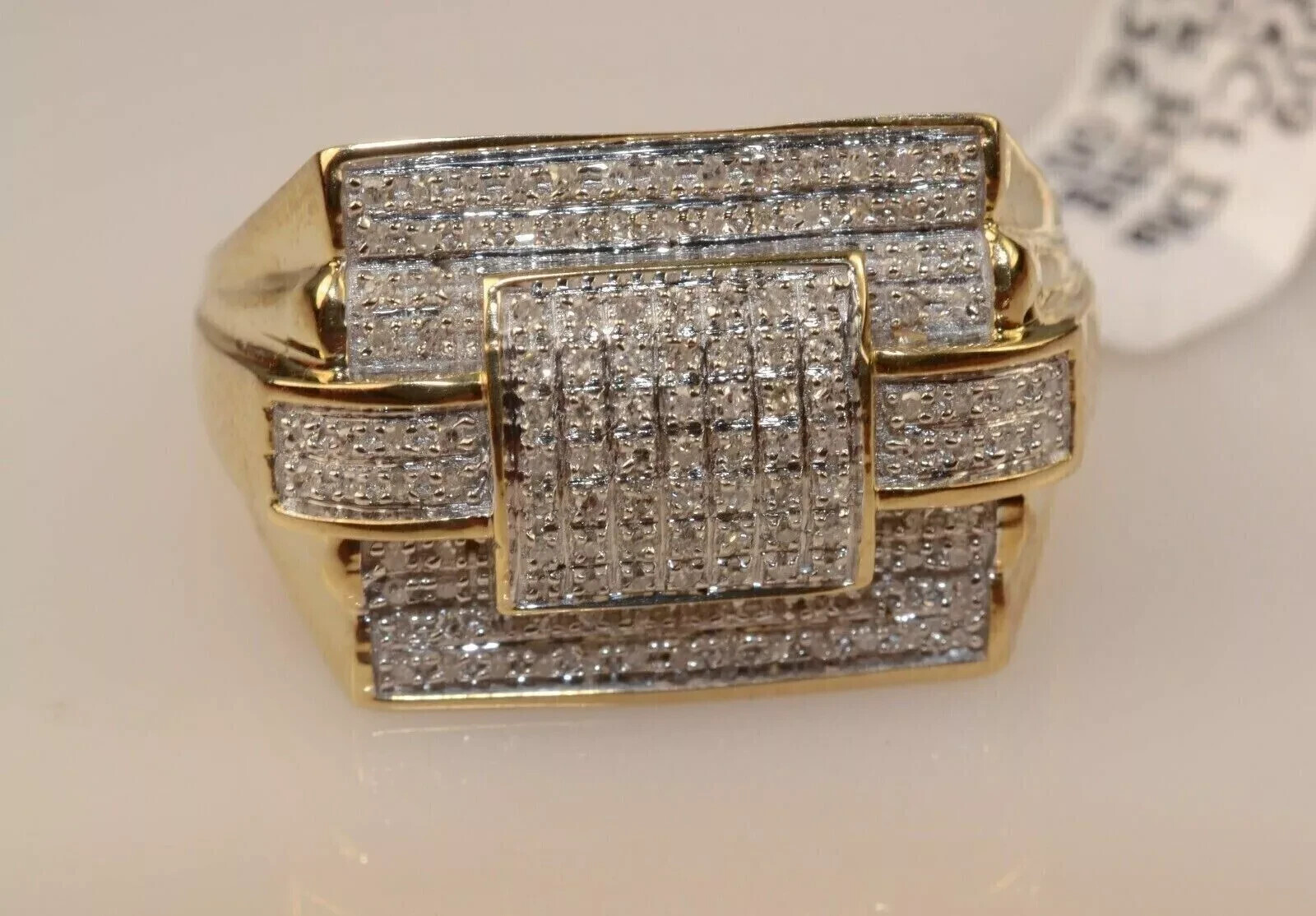 3.00 CT Men Real Moissanite Engagement Pinky Ring 14k Yellow Gold Plated Silver
