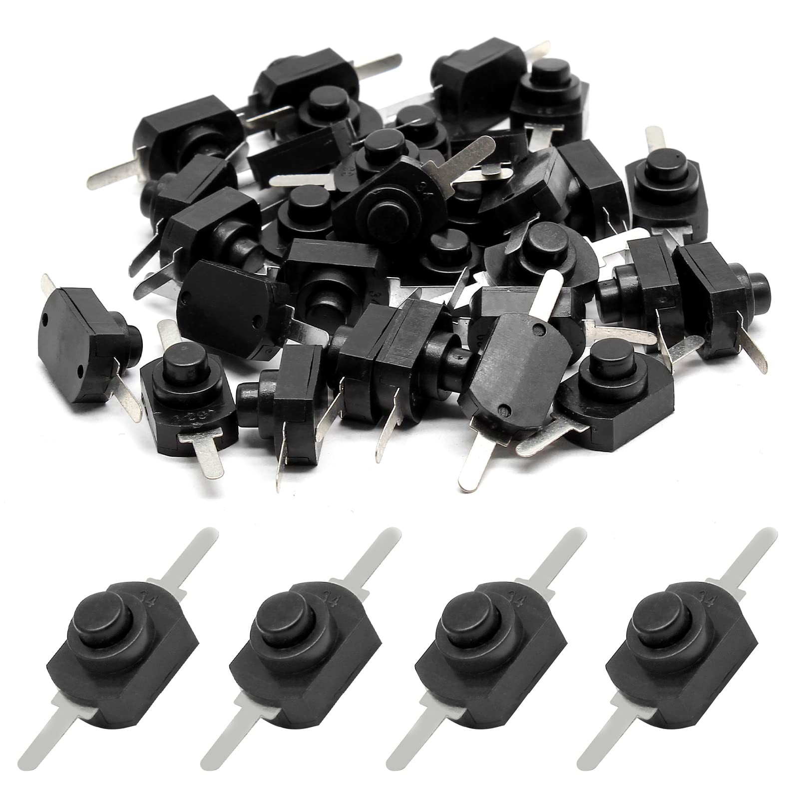 Litoexpe 50pcs Black Latching Mini ON/Off Switch SelfLock Micro Push Button S...