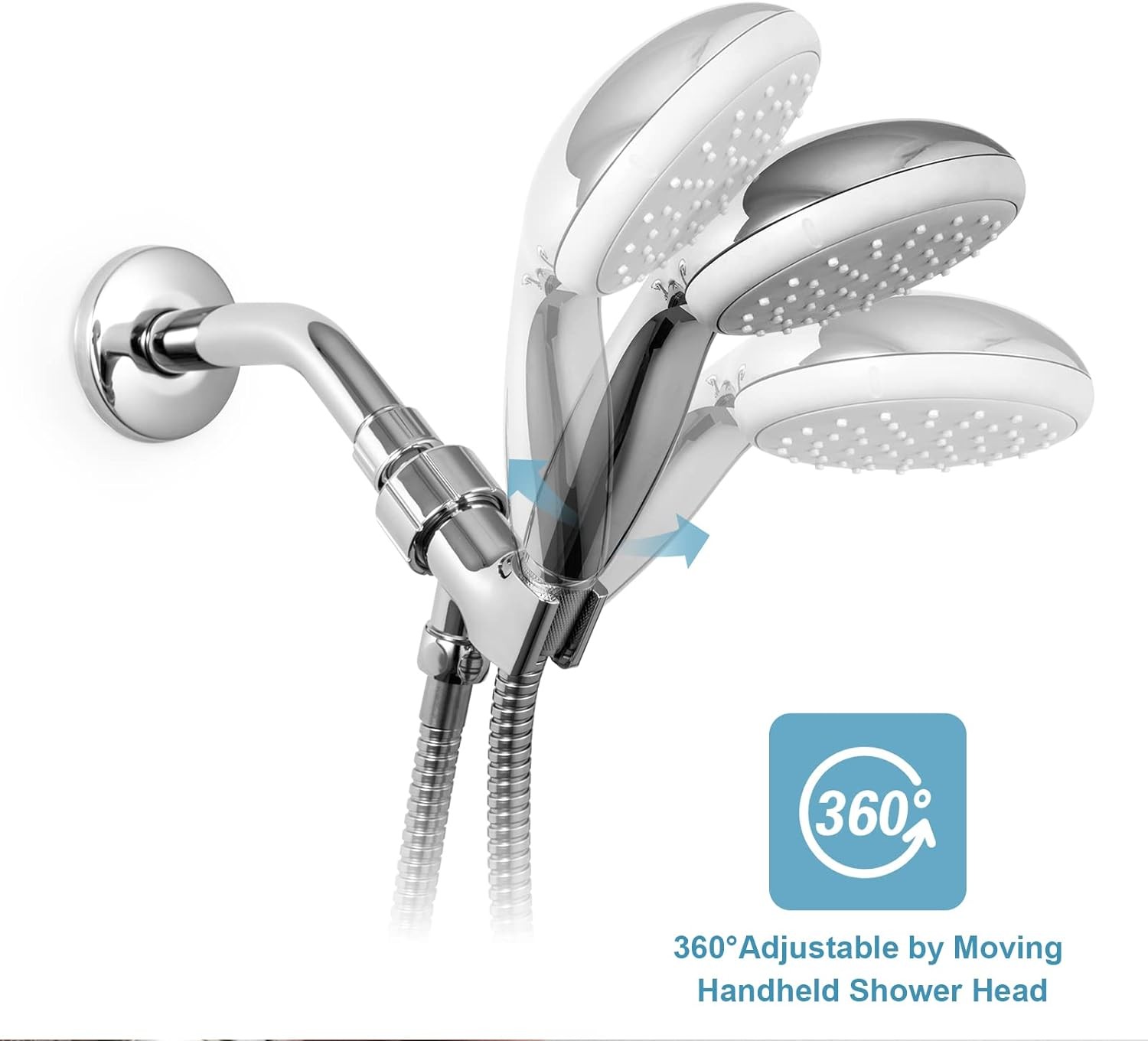 OFFO Shower Head Holder for Handheld Head, Adjustable Chrome