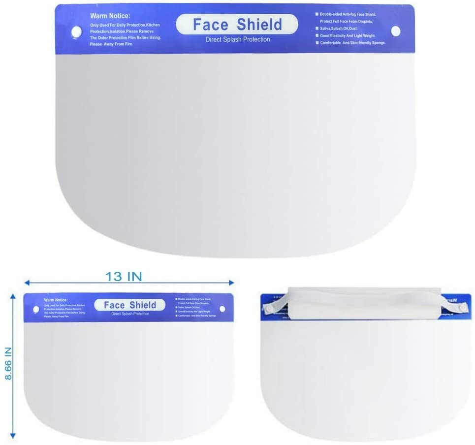 Full Face Shield - Anti Saliva Windproof Dustproof-Reusable Plastic Face Shield