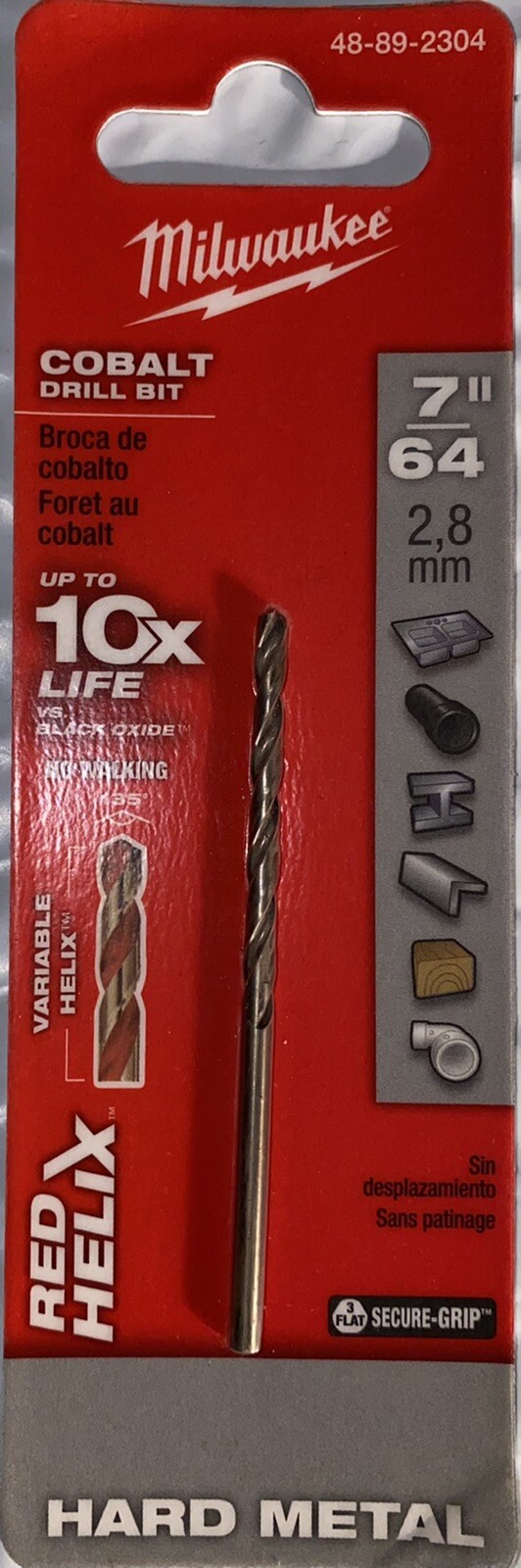 MILWAUKEE 7/64 in. (2,8 mm) Thunderbolt Cobalt Red Helix Drill Bit, 48-89-2304