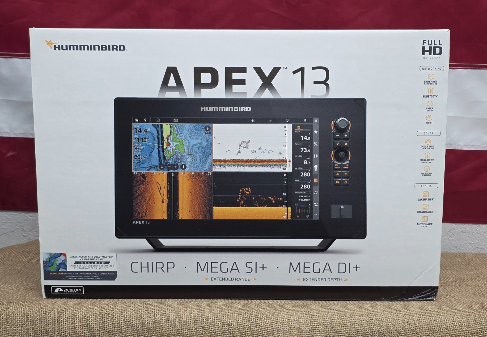 Humminbird APEX 13 MEGA SI+Chartplotter GPS Fish Finder w/Transducer #411470-1VX