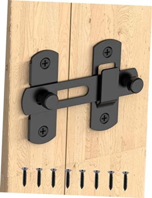 Sliding Barn Door Lock, Stainless Steel Safety Flip Gate Latches & Door 1 Black