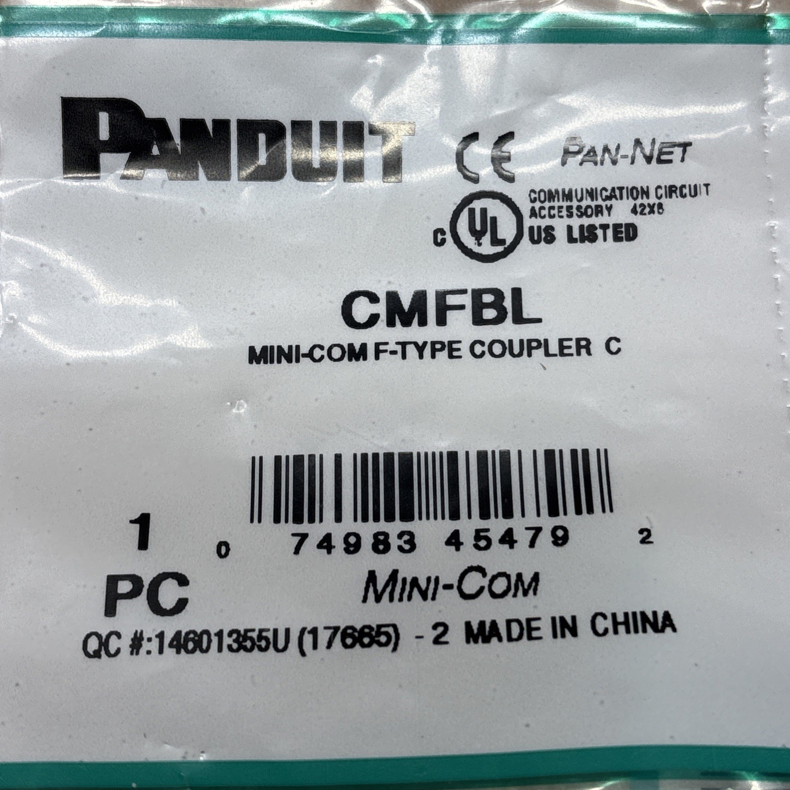 3- Panduit CMFBL Mini-Com F-Type Coupler C, Black, Sealed Packs, Free US Ship