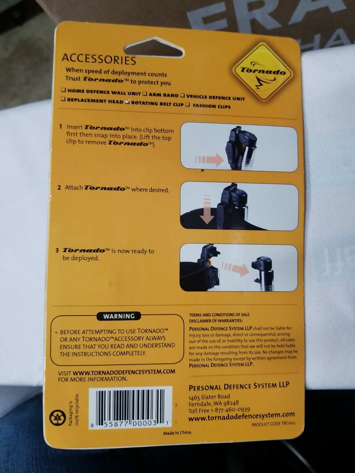 TORNADO PERSONAL DEFENCE SYSTEMS - ROTATING BELT CLIP - TBC002 (1.1)