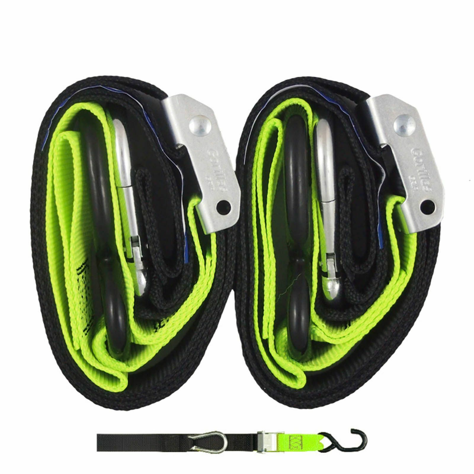 Black/Green GORILLAS GRIP Heavy Duty Motorbike Tie Down Straps AUSTRALIAN MADE