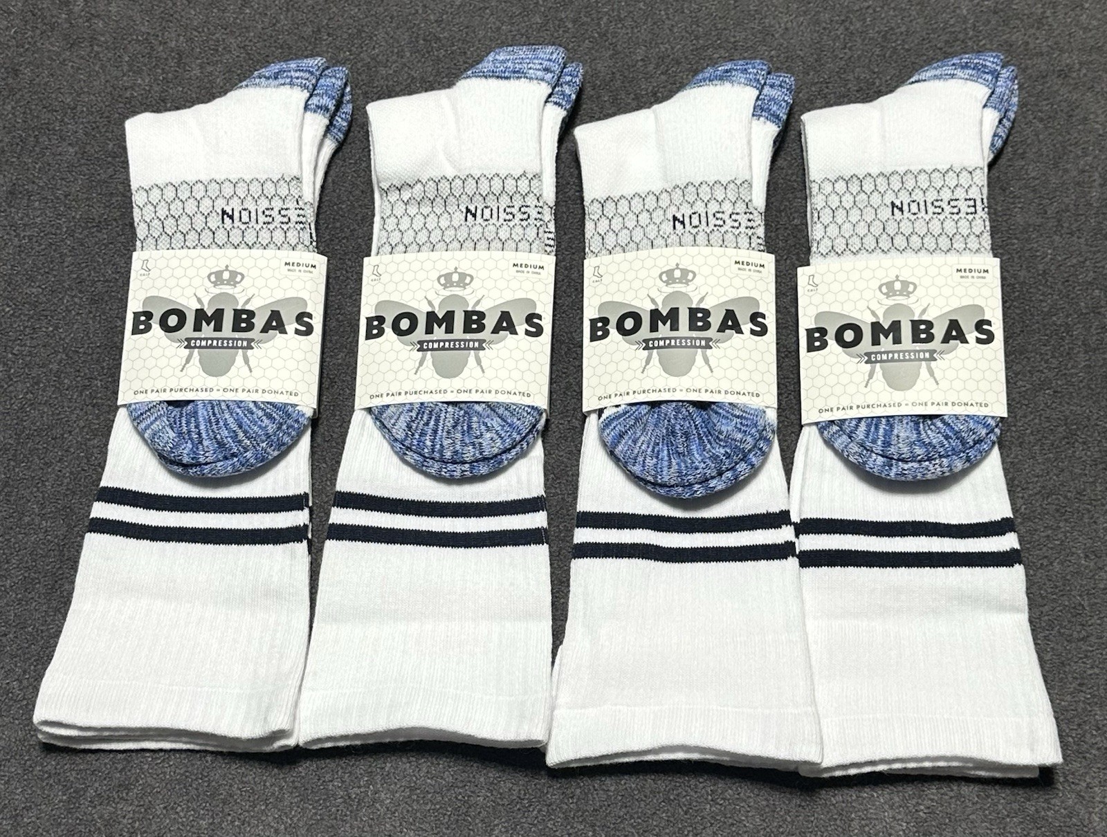Bombas 4-Pack Unisex Everyday Compression Socks 15-20mm Multicolor Size Medium