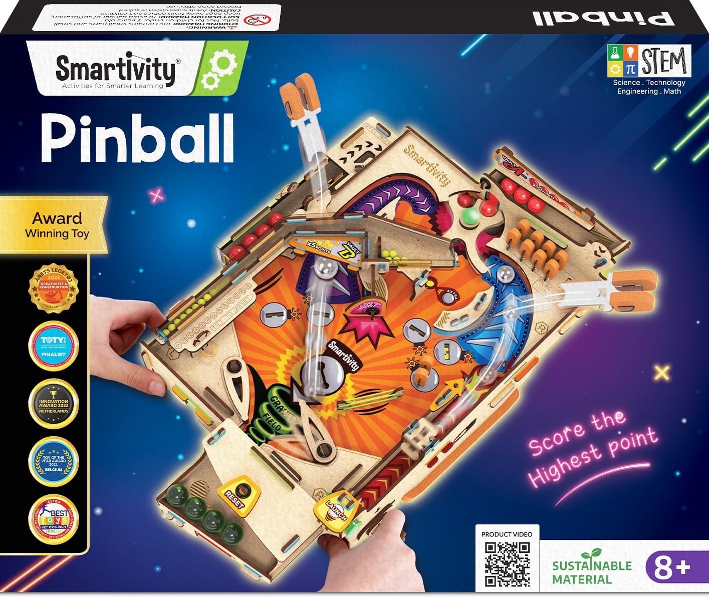 Smartivity DIY Pinball Machine - A Multicolored STEM Game for Innovative Minds