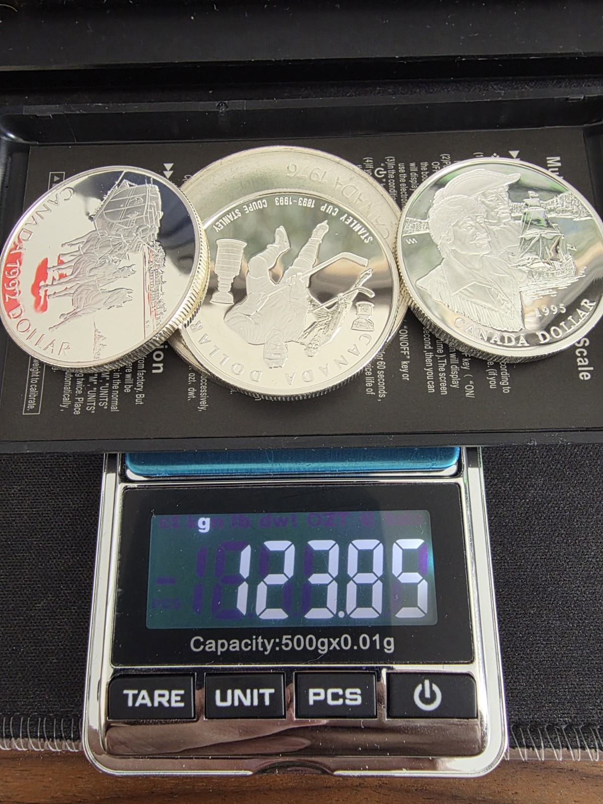 Stirling Silver 925 Coin Bundle Canada 1976, 1992, 1993 and 1995 3.68ozt silver