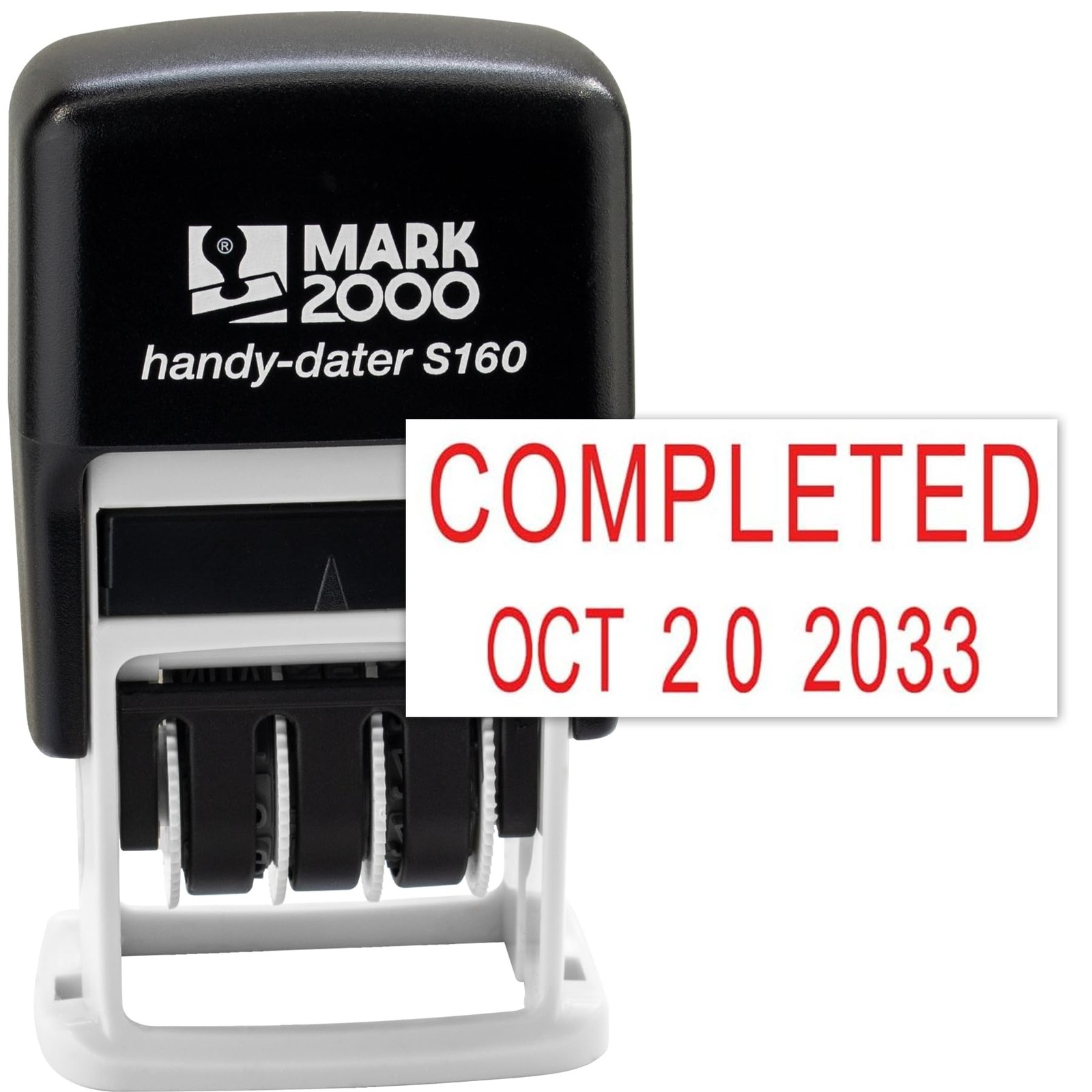 Mark 2000 SelfInking Rubber Date Office Stamp Completed Phrase Red Ink S160