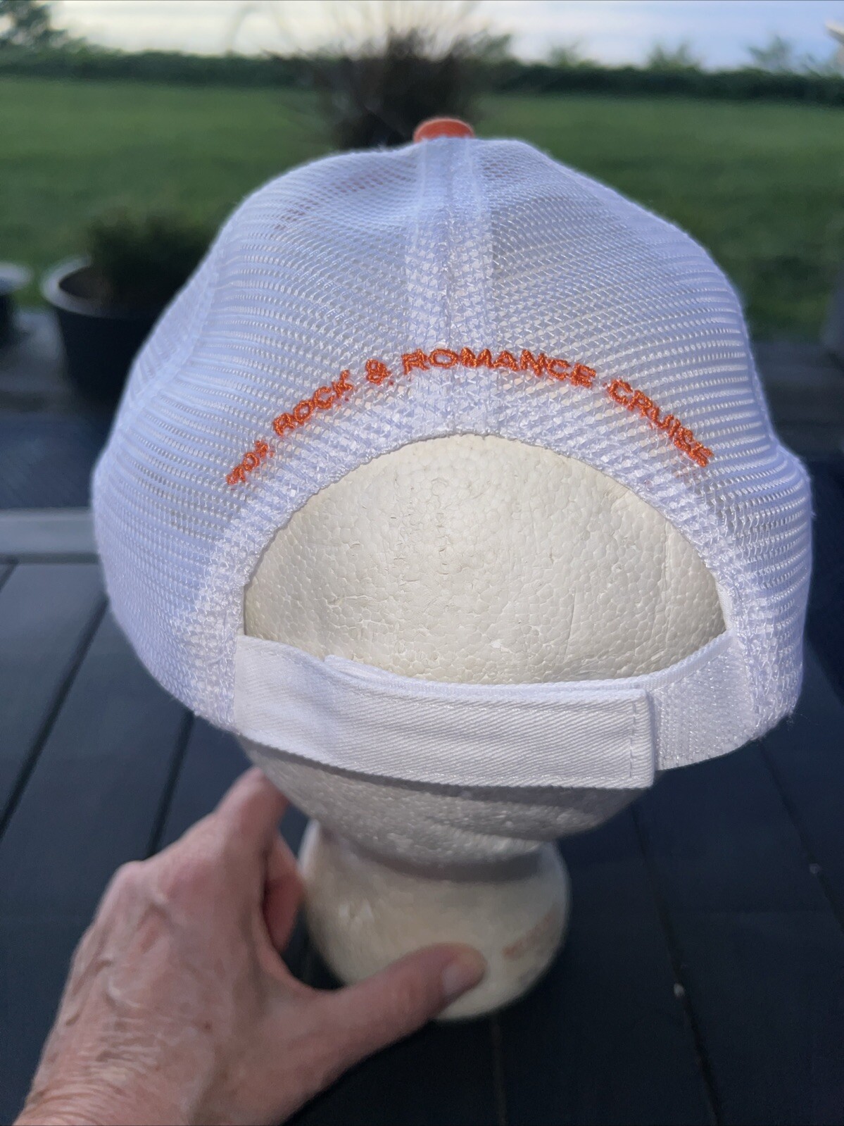 70s Rock & Romance Cruise Multi Colored Patch on Orange Hat Cap W White Mesh