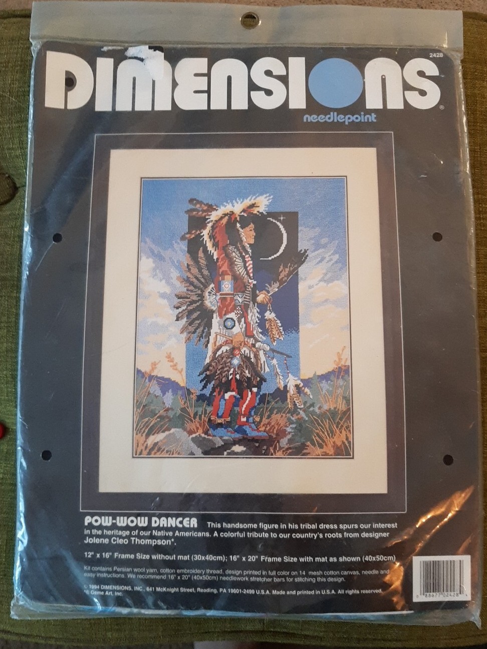 New! Dimensions Needlepoint Pow-Wow Dancer 1994 Native Americans 12” X 16” Frame