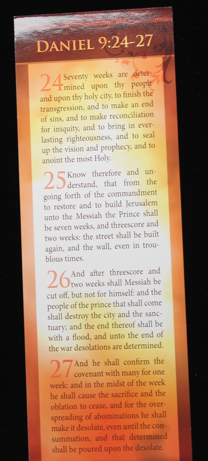 Daniel Chapter 9 Prophetic Bookmark, 8" tall FREE SHIPPING!
