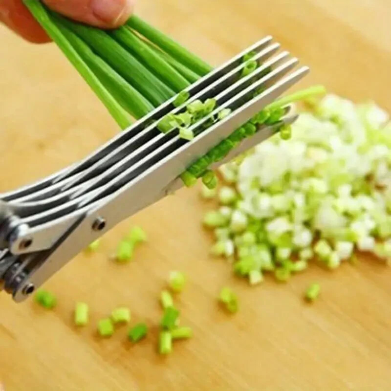 Herb Scissors Chop Herbs Easily with 5 Blade Scissors Onion Cutter Kitchen Tool