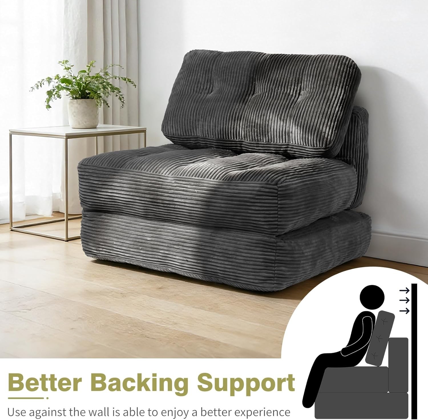 Folding Sofa Bed Convertible Sleeper Sofa Bed W/ Pilow & Back Support 3 in 1
