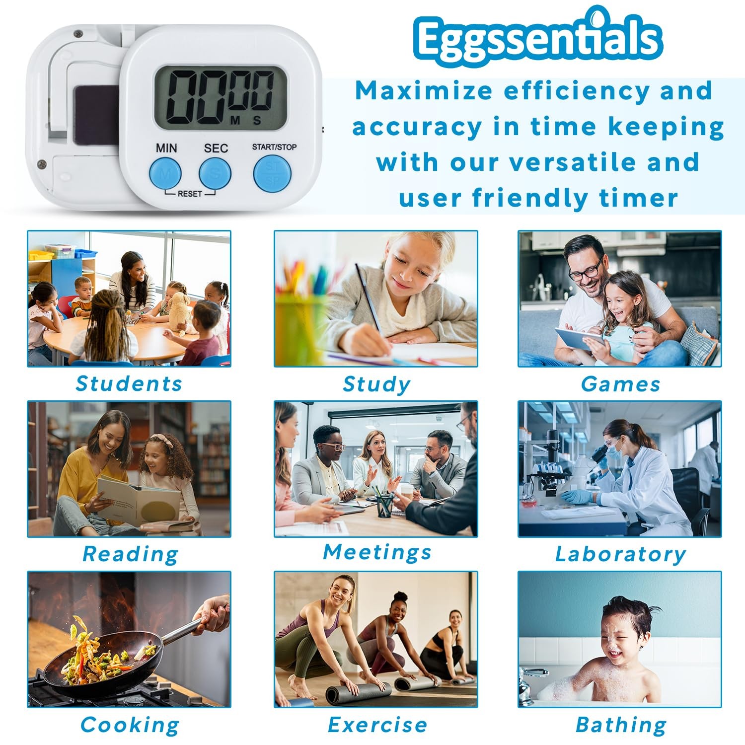 Digital Kitchen Timer Cooking Baking Loud Alarm Big LCD Numbers Backlight Countd