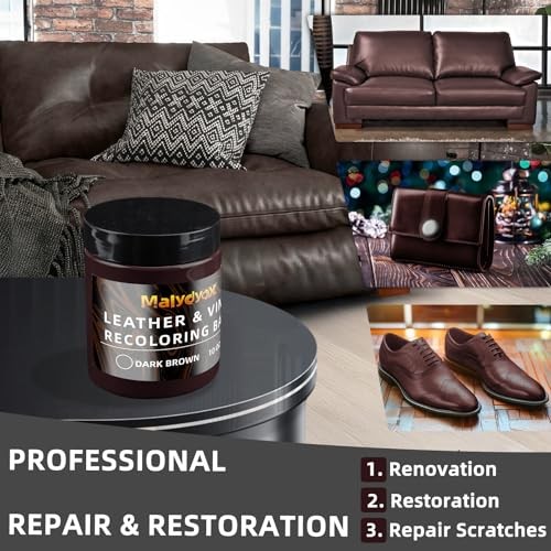 10 oz Leather Color Restorer Conditioner, Leather Recoloring Balm Dark Brown
