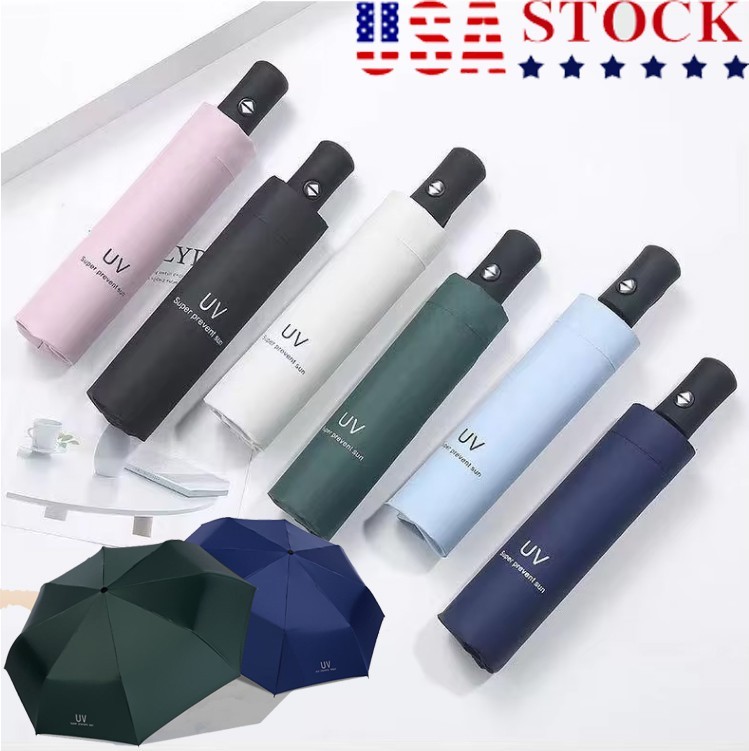Automatic Umbrella Anti-UV Sun/Rain Windproof 3 Folding Compact Umbrella 8 Ribs